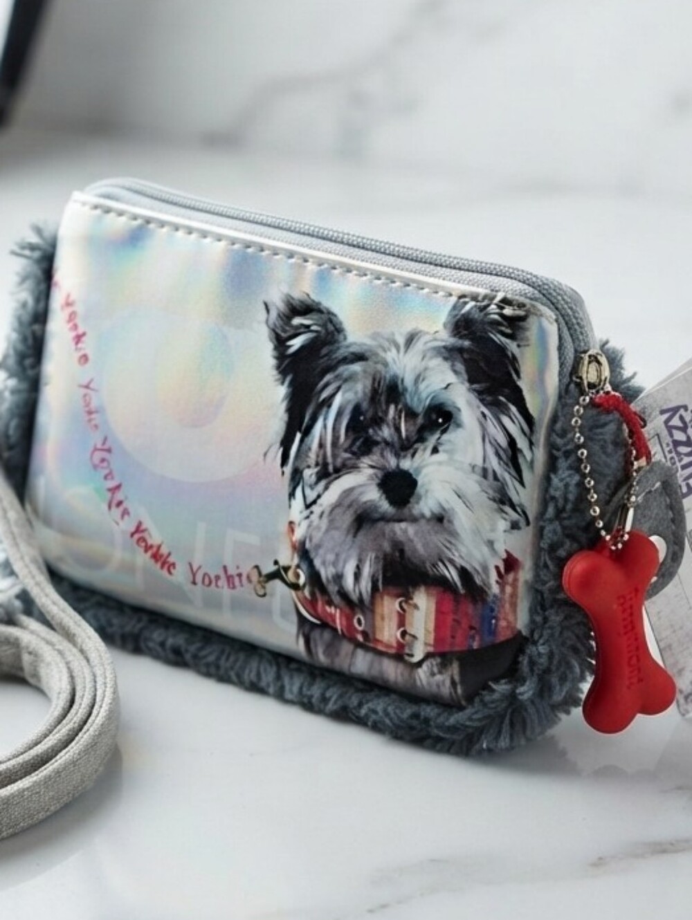 🆕NEW Discontinued Fuzzy Nation Cozy Yorkie Print Wristlet Wallet